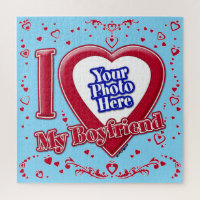 I Love My Boyfriend Photo Red Hearts Turquoise