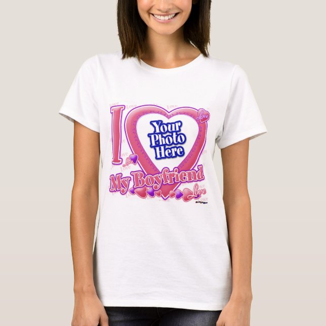 I Love My Boyfriend pink/purple - photo T-Shirt (Front)