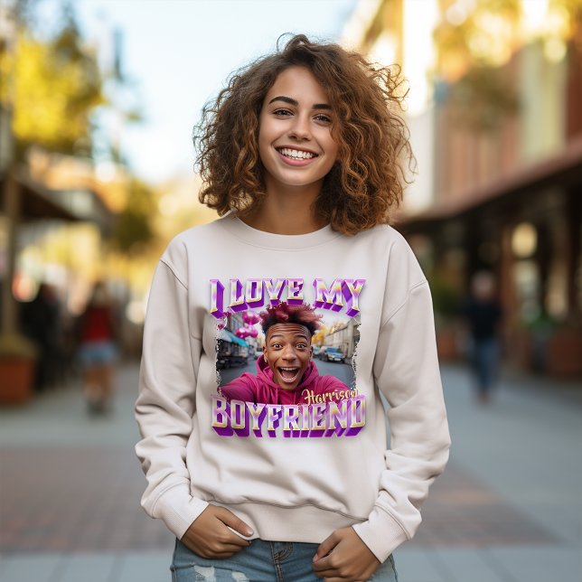 I Love My Boyfriend Purple Bootleg Rapper Photo Sweatshirt (I Love My Boyfriend Purple Bootleg Rapper Photo Sweatshirt)