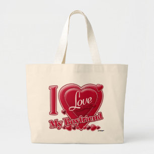 I Love My Boyfriend red - heart Large Tote Bag