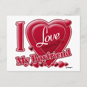 I Love My Boyfriend red - heart Postcard