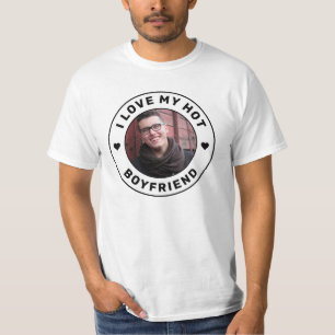 I Love My Boyfriend Simple Personalised Photo T-Shirt
