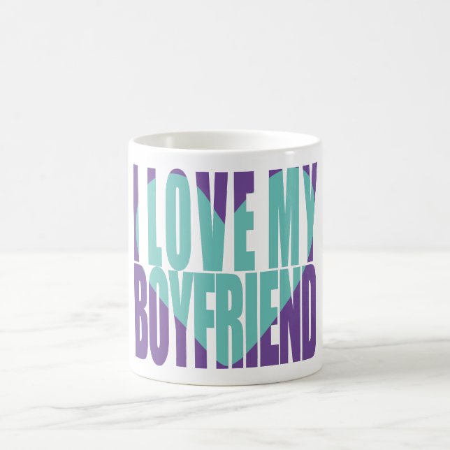 I Love My Boyfriend Typography Coffee Mug (Center)