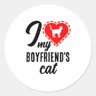 I love my boyfriends cat classic round sticker