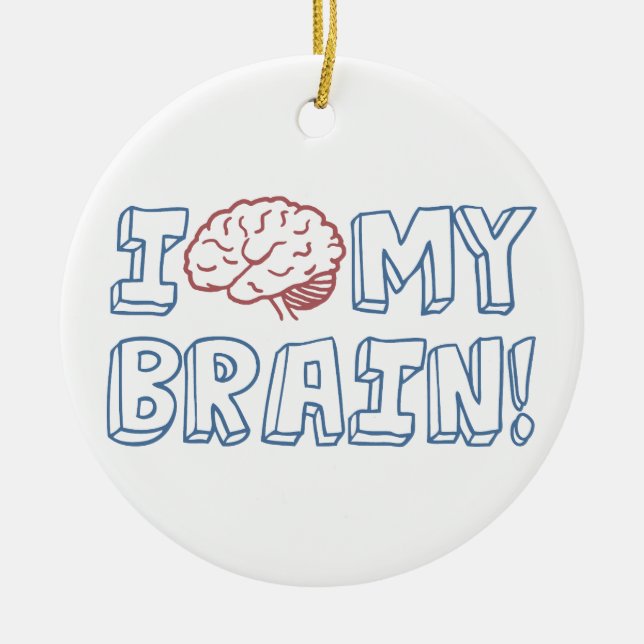 I Love My Brain Ceramic Tree Decoration (Front)