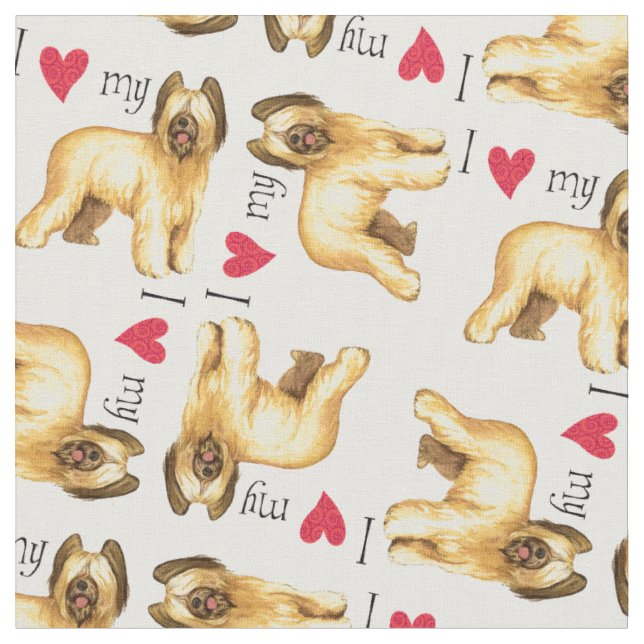 I Love my Briard Fabric (Close Up)
