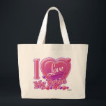 I Love My Bride pink/purple - heart Large Tote Bag<br><div class="desc">I Love My Bride pink/purple - heart</div>