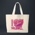 I Love My Bride pink/purple - heart Large Tote Bag<br><div class="desc">I Love My Bride pink/purple - heart</div>