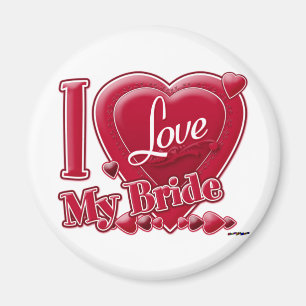 I Love My Bride red - heart Magnet