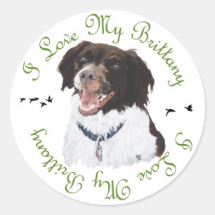 I Love My Brittany Classic Round Sticker