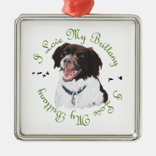 I Love My Brittany Metal Tree Decoration