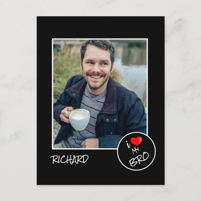 I Love My Bro, Custom Photo – Personalised Postcard (Front)