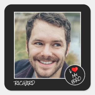 I Love My Bro, Custom Photo – Personalised Square Sticker