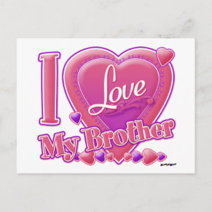 I Love My Brother pink/purple - heart Postcard