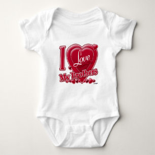 I Love My Brothers red - heart Baby Bodysuit