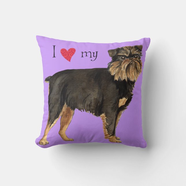 I Love my Brussels Griffon Cushion (Front)
