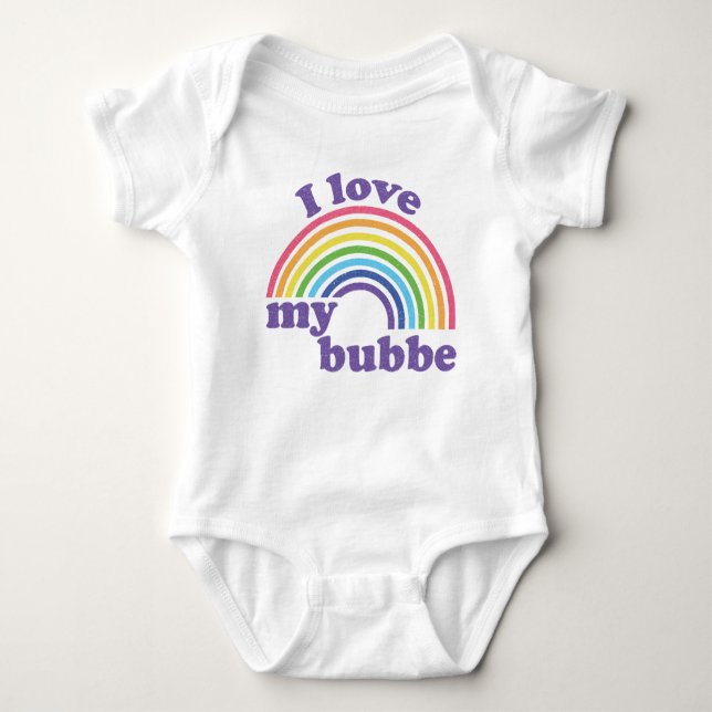 I Love My Bubbe - Cute Rainbow  Baby Bodysuit (Front)