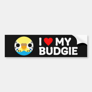 I LOVE MY BUDGIE – pastel rainbow female Bumper Sticker