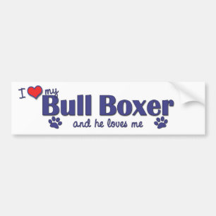 I Love My Bull Boxer (Male Dog) Bumper Sticker