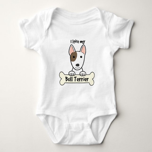I Love My Bull Terrier Baby Bodysuit (Front)