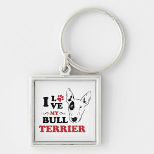 I Love My Bull Terrier Cute Puppy Dog Mum Dad Key Ring