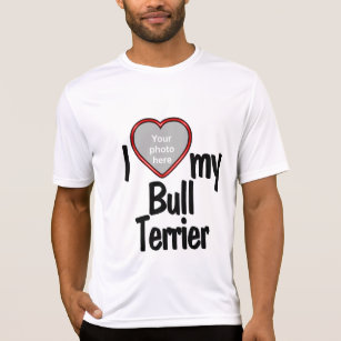 I Love My Bull Terrier - Cute Red Heart Photo  T-Shirt