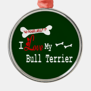 I Love My Bull Terrier Metal Tree Decoration