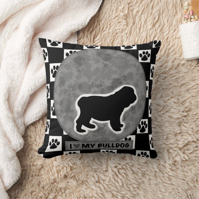 I Love My Bulldog  Cushion (Blanket)