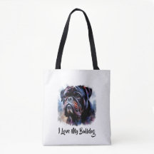 I Love My Bulldog Tote Bag