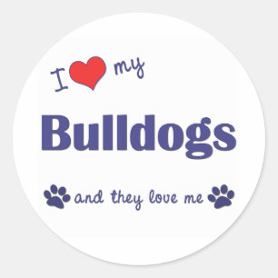 I Love My Bulldogs (Multiple Dogs) Classic Round Sticker