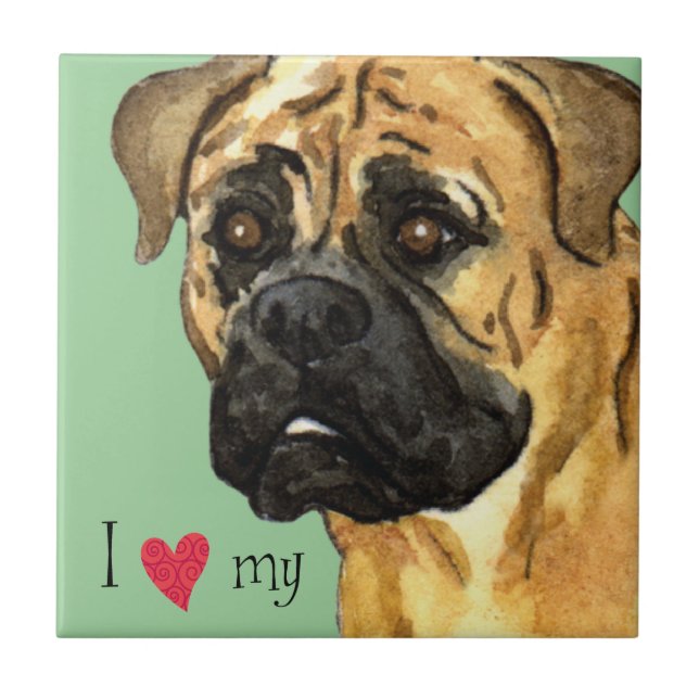 I Love my Bullmastiff Tile (Front)