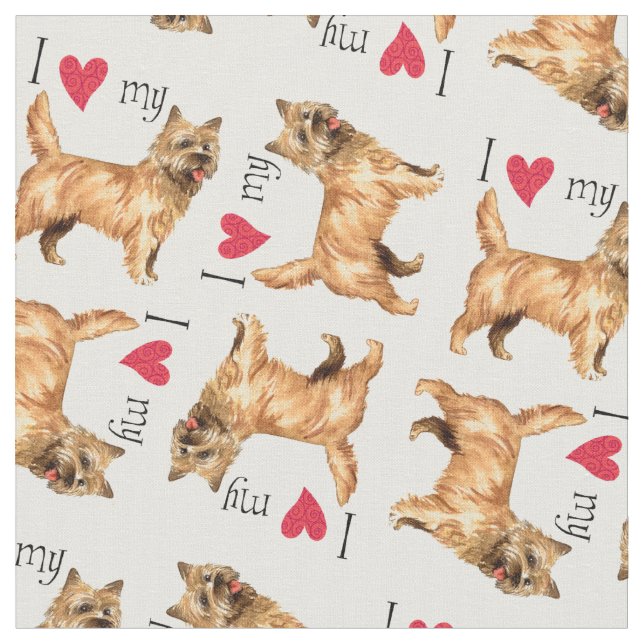 I Love my Cairn Terrier Fabric (Close Up)