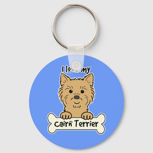 I Love My Cairn Terrier Key Ring (Front)