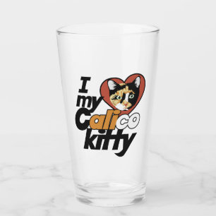 I Love my Calico Kitty Glass