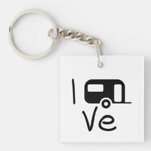 I love my caravan. I like camping. Holiday Key Ring