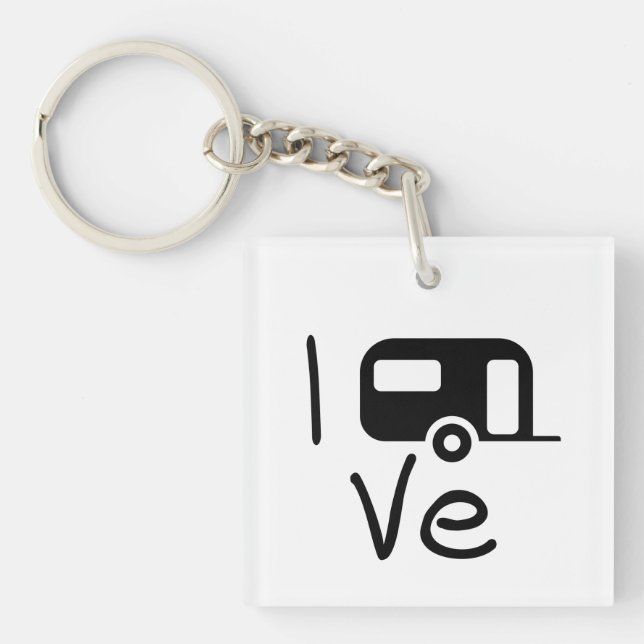 I love my caravan. I like camping. Holiday Key Ring (Front)