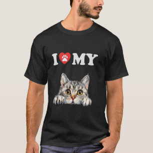 I Love My Cat American Shorthair Kitten Funny Cat  T-Shirt