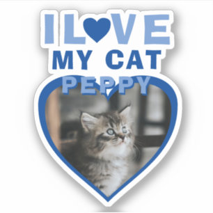 I love my Cat Blue Heart Photo Pet Name