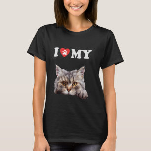 I Love My Cat British Longhair Kitten Funny Cat Lo T-Shirt