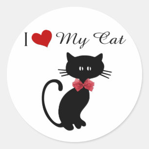 I Love My Cat Classic Round Sticker