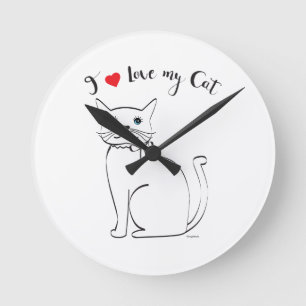 I love my Cat, Cute,Cool Round Clock