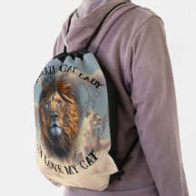 "I Love My Cat" Fun Custom LION'S Drawstring Bag