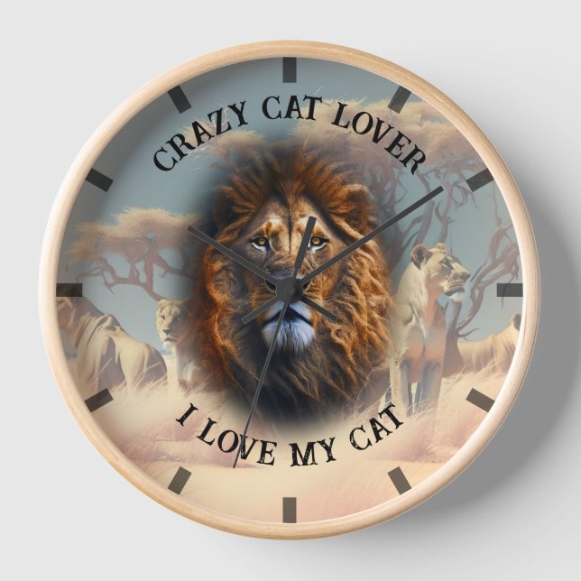 "I Love My Cat" Fun Quote Custom Wall Clock (Front)