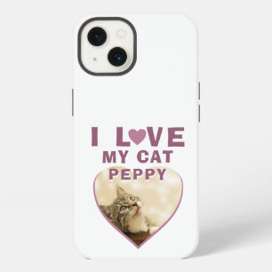 I love my Cat Heart Cat Name Photo Pink iPhone 13 Case