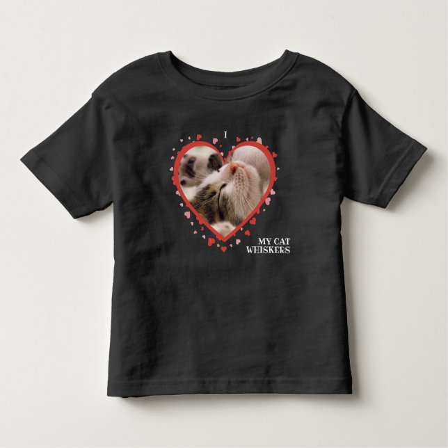 I Love My Cat Heart with Pet Photo and Name Toddler T-Shirt (Front)