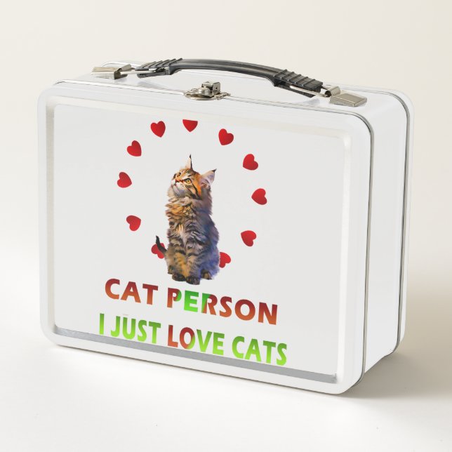 i love my cat metal lunch box (Front)