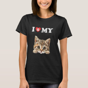 I Love My Cat Munchkin Kitten Funny Cat Lover Mum  T-Shirt