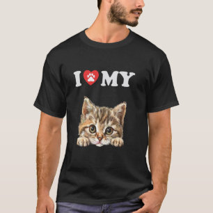 I Love My Cat Munchkin Kitten Funny Cat Lover Mum  T-Shirt