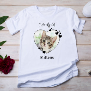 I Love My Cat Personalised Heart Pet Photo T-Shirt