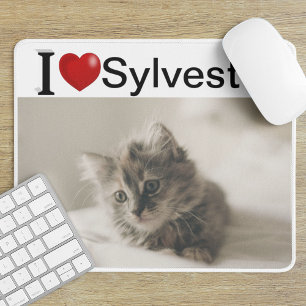 I Love My Cat personalised photo Mouse Pad